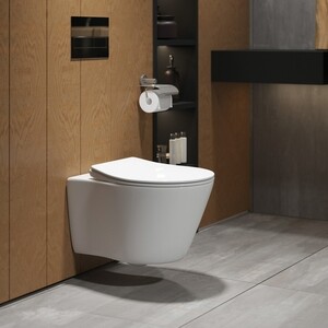 Унитаз подвесной безободковый Grossman с тонким сиденьем микролифт (GR-4459S)