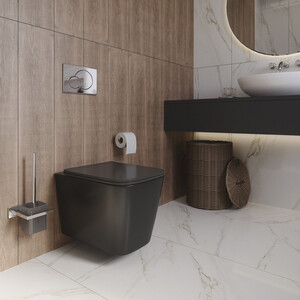 Унитаз подвесной безободковый Grossman с тонким сиденьем микролифт, черный матовый (GR-4441BMS)