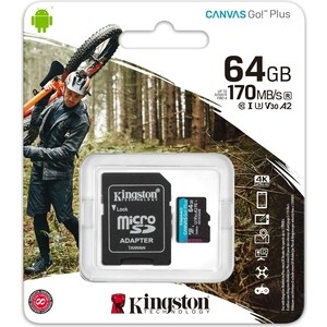 Флеш карта Kingston microSDXC 64Gb Class10 SDCG3/64GBSP Canvas Go! Plus w/o adapter (SDCG3/64GBSP)
