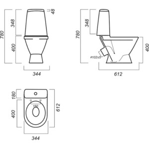 Унитаз-компакт Sanita Лада Эконом c сиденьем (WC.CC/Lada/1-P/WHT.G/S1)