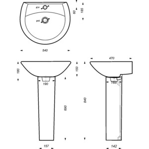 Раковина Sanita Аттика 55x47 (WB.PD/Attica/55-C/WHT.G/S1)