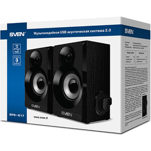 Колонки Sven SPS-517, чёрный, акустическая система 2.0, USB, мощность 2x3 Вт (RMS) (SV-016180)