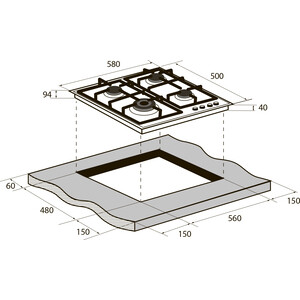 Газовая варочная панель ZUGEL ZGH601X