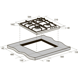 Газовая варочная панель ZUGEL ZGH601W
