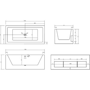 Акриловая ванна Abber 170х80 на каркасе, слив-перелив (AB9339-1.7)