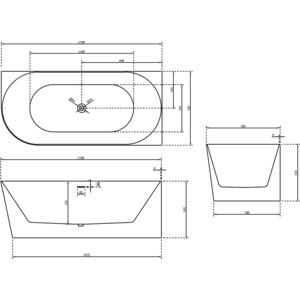 Акриловая ванна Abber 170х80 правая, на каркасе, слив-перелив (AB9258-1.7 R)