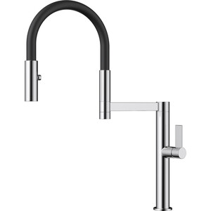 Смеситель для кухни Omoikiri Osaka BN-BL сталь/черный гибкий шланг (4994331)