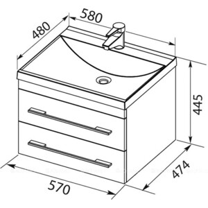 Тумба под раковину Aquanet Верона 58 белый матовый (272423)
