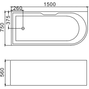 Акриловая ванна Grossman 150х75 левая (GR-2201L)