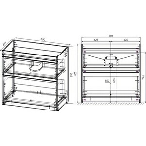 Тумба с раковиной Style line Даллас Люкс 88 (150L) напольная, под стиральную машину, белая (СС-00002303 + 2000949236421)