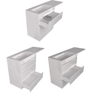 Тумба под раковину Style line Даллас Люкс 88 (150) три ящика, под стиральную машину, белая (СС-00002305)