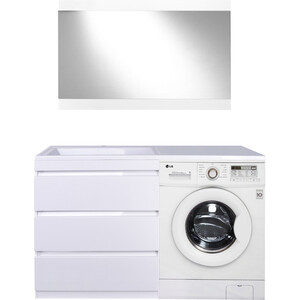 Тумба под раковину Style line Даллас Люкс 88 (150) три ящика, под стиральную машину, белая (СС-00002305)