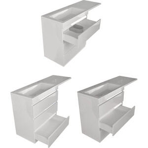 Тумба с раковиной Style line Даллас Люкс 88 (150L) три ящика, под стиральную машину, белая (СС-00002305 + 2000949236421)