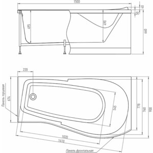 Акриловая ванна Timo Vino 150х90 правая, с каркасом (VINO1590R, KTVINO15)