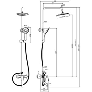 Душевая система Rossinka со смесителем, хром (RS45-46)