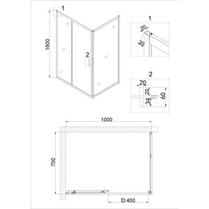 Душевая дверь Niagara Nova 100х195 прозрачная, хром (NG-62-10A)
