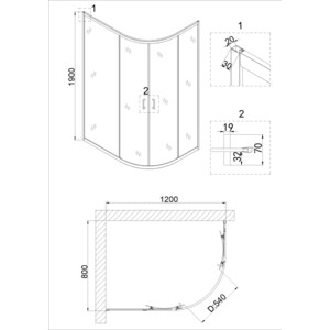Душевой уголок Niagara NG-6621-08 120х80 прозрачный, хром