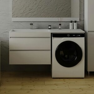 Тумба с раковиной Style line Даллас Люкс 78 (140L) подвесная, под стиральную машину, белая (СС-00002337 + 4627179377670)