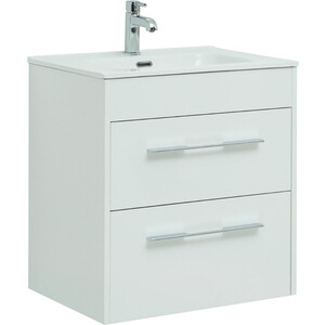 Тумба под раковину Aquanet Августа 60 Flat два ящика, белый глянец (277507)