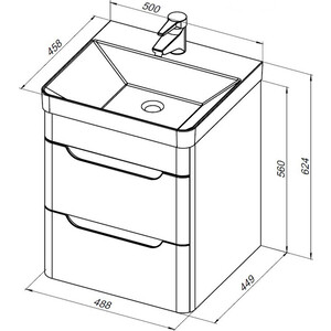 Тумба под раковину Aquanet София 50 два ящика, белый глянец (274171)