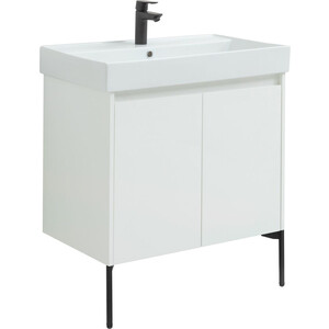 Тумба с раковиной Aquanet Nova Lite 75 две дверки, белый глянец (298850, 242338)
