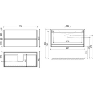 Тумба с раковиной Sancos Libra 100 два ящика, дуб чарльстон (LB100ECH, CN7003)
