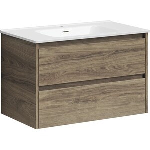 Тумба с раковиной Sancos Libra 80 два ящика, дуб чарльстон (LB80ECH, CN7005)