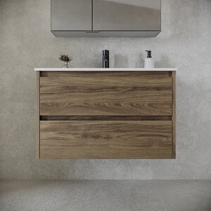 Тумба с раковиной Sancos Libra 80 два ящика, дуб чарльстон (LB80ECH, CN7005)