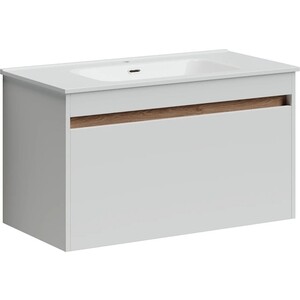 Тумба с раковиной Sancos Smart 90 два ящика, белый глянец (SM90W, CN7002)
