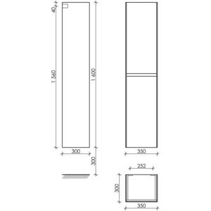 Пенал Sancos Cento 35 белый глянец (PCN35W)