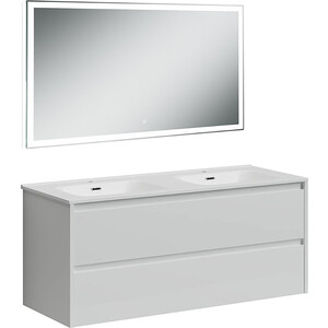 Мебель для ванной Sancos Libra 120 два ящика, двойная раковина, белый глянец