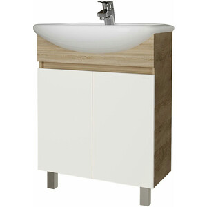 Тумба с раковиной Grossman Поло 60х47 дуб сонома/белая (106011, 4620008192772)