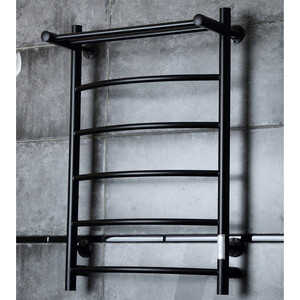 Полотенцесушитель электрический ZOX Дуга ЛЦ 80х50 с полкой, черный (4630099748130)