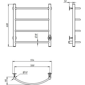 Полотенцесушитель электрический ZOX Дуга ЛЦ 60х50 белый (4630099748062)