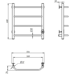 Полотенцесушитель электрический ZOX Трапеция ЛЦ 60х50 белый (4630099748147)
