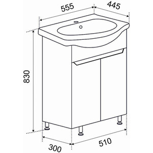 Тумба с раковиной Emmy Агата 55х44 белая (agt55utbe, 4620008192765)