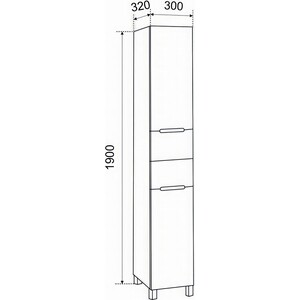 Пенал Emmy Вита 30х190 правый, белый (vit30penA2-r)