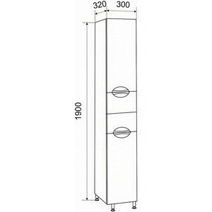 Пенал Emmy Милли 30х190 левый, с корзиной, белый (mel30penBdsp-l)