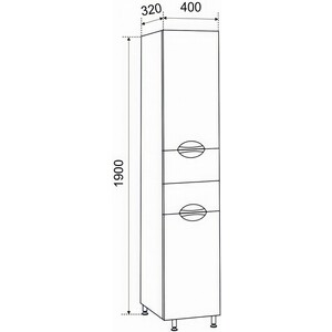 Пенал Emmy Милли 40х190 правый, с корзиной, белый (mel40penBdsp-r)