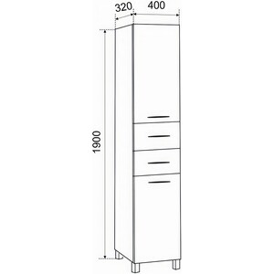Пенал Emmy Рокард 40х190 левый, с корзиной, белый (rok40penB-l)