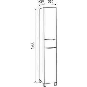 Пенал Emmy Дакота 35х190 левый, рустик соломенный (dak353penA-l)
