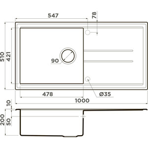 Кухонная мойка Omoikiri Tedori 100-BL черный (4993916)