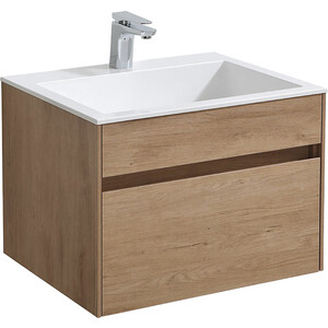 Тумба с раковиной Vincea Chiara 60х48 N.Oak, белая раковина (VMC-2C600NO VCB-13600W)