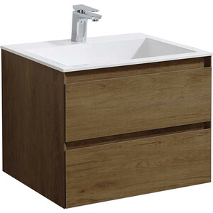 Тумба с раковиной Vincea Luka 60х48 T.Oak, белая раковина (VMC-2L600TO VCB-13600W)