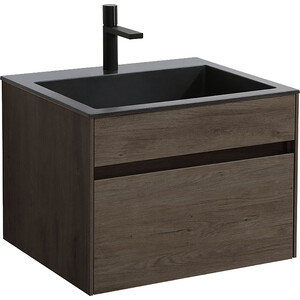 Тумба с раковиной Vincea Chiara 60х48 R.Oak, черная раковина (VMC-2C600RO, VCB-13600B)