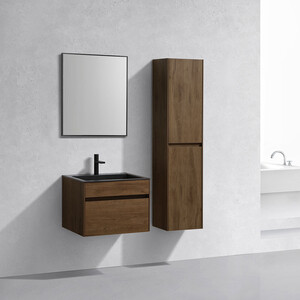 Тумба с раковиной Vincea Chiara 60х48 T.Oak, черная раковина (VMC-2C600TO, VCB-13600B)