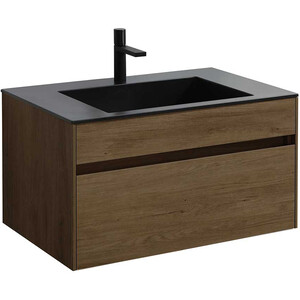 Тумба с раковиной Vincea Chiara 80х48 T.Oak, черная раковина (VMC-2C800TO, VCB-13800B)