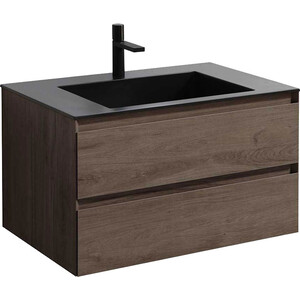 Тумба с раковиной Vincea Luka 80х48 R.Oak, черная раковина (VMC-2L800RO, VCB-13800B)