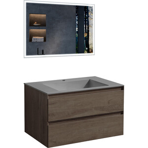 Мебель для ванной Vincea Luka 80х48 R.Oak, серая раковина