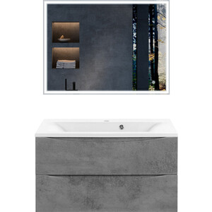 Мебель для ванной Vincea Mia 90х45 Beton, белая раковина